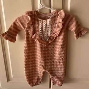 Little Lass Baby pink ruffled one piece
